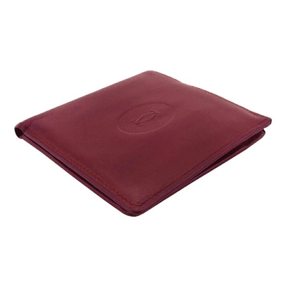 CARTIER Bifold Wallet Bordeaux gold Women Authentic secondhand